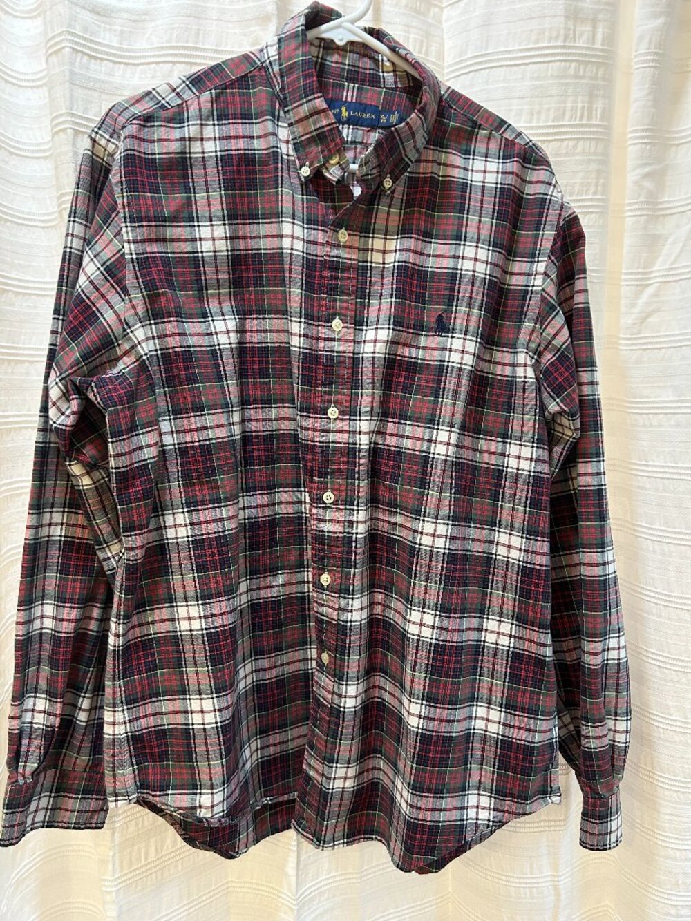 Ralph Lauren Men's XL Plaid Button-Down Shirt Red Green Tartan Long Sleeve